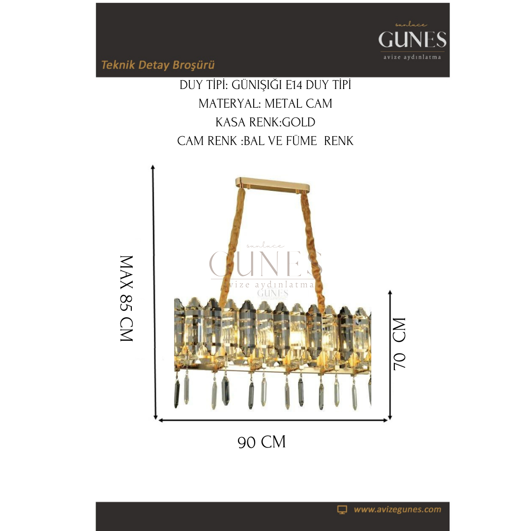 ÖZMER MT-020 GOLD YEMEK MASASI AVİZE