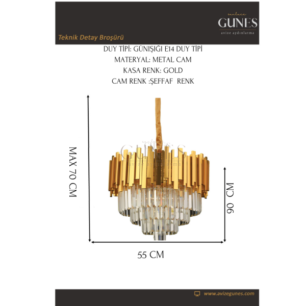 ÖZMER MT-026 GOLD 55LİK AVİZE