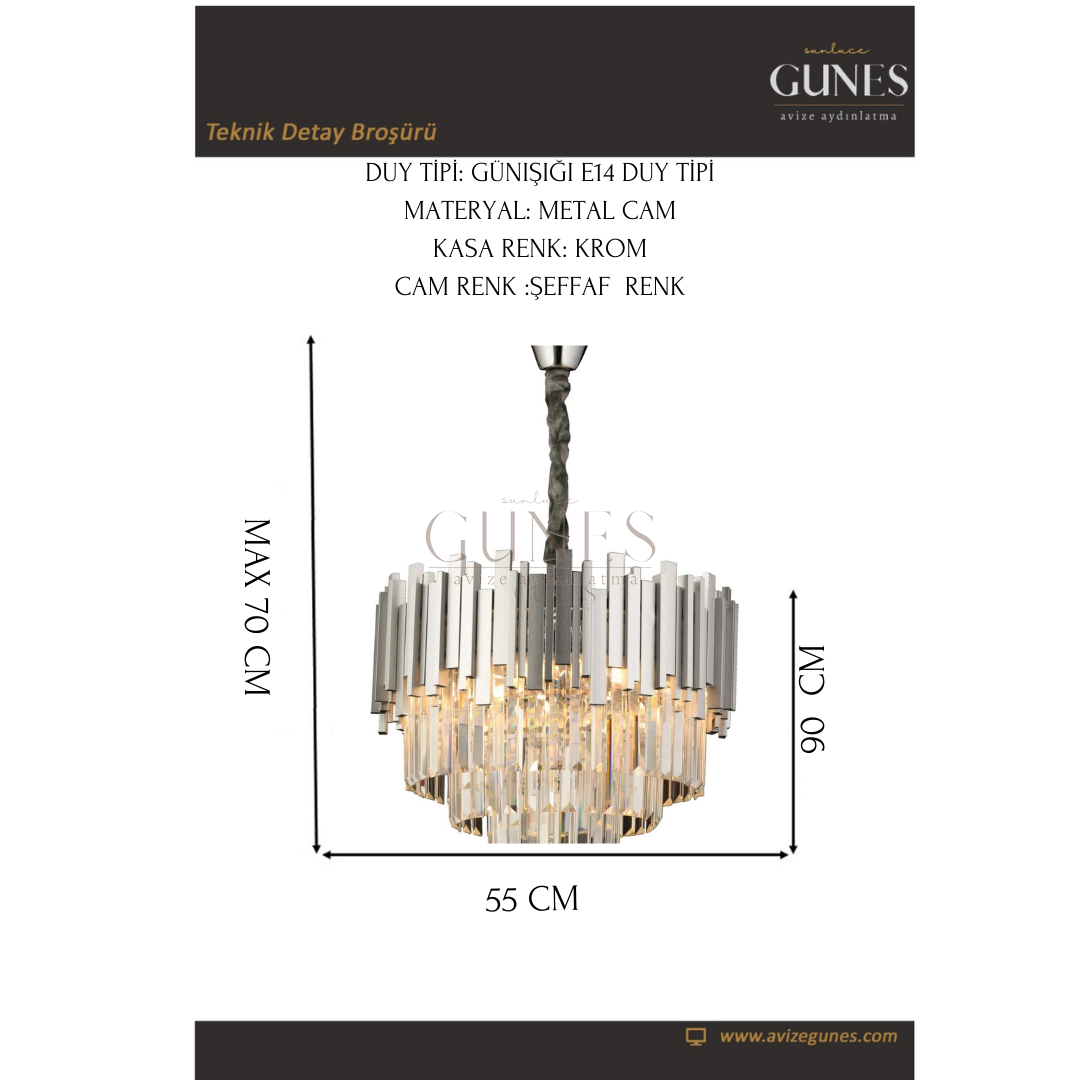 ÖZMER MT-026 KROM 55LİK AVİZE