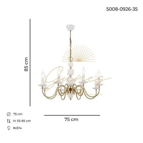 Argun 8li Avize Beyaz