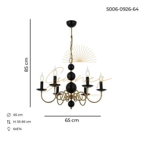 Argun 6lı Avize Siyah