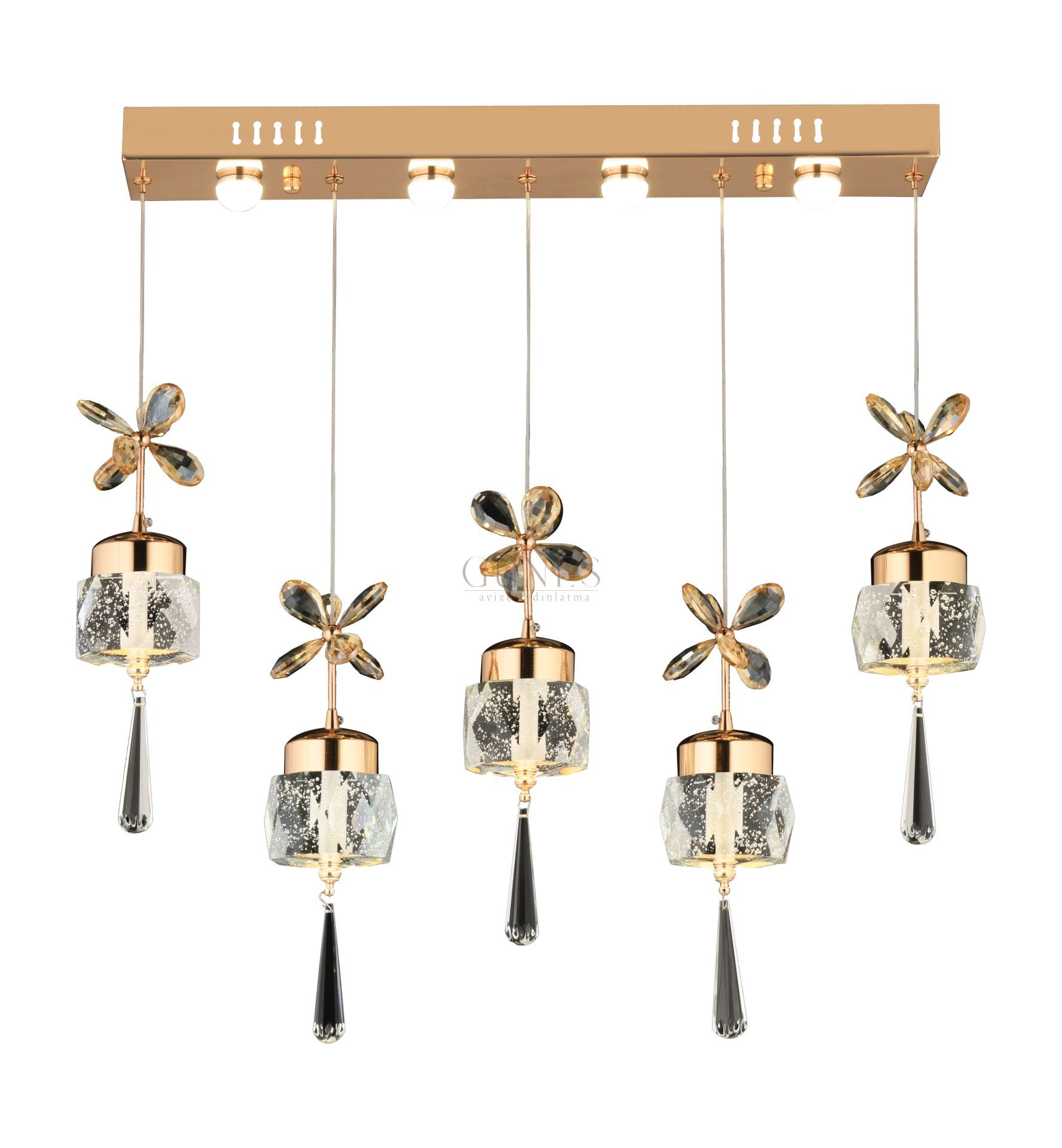 ÖZMER PV-142 GOLD 5Lİ SIRALI LED AVİZE