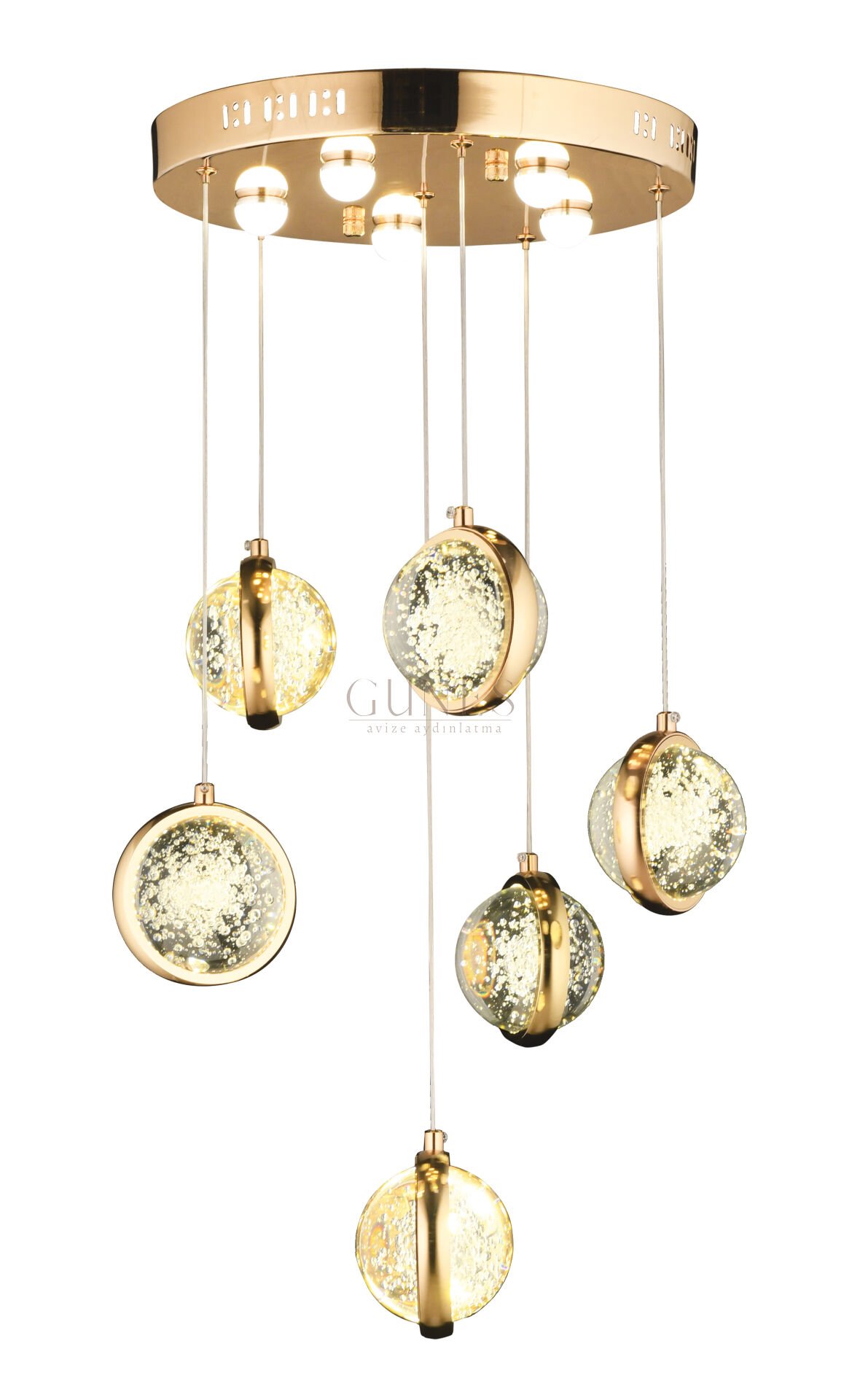 ÖZMER AD-085 GOLD 6LI SARKIT LED AVİZE