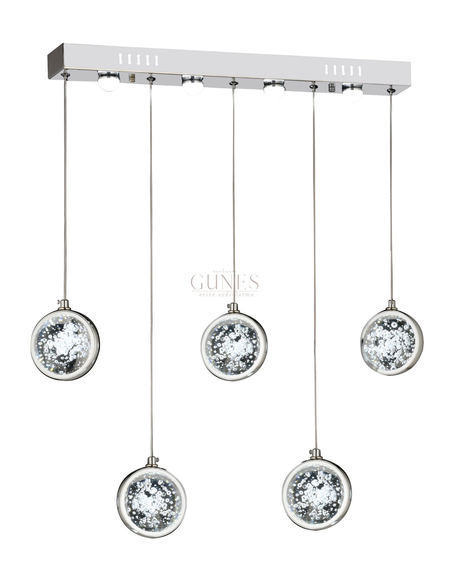 ÖZMER AD-085 KROM 5Lİ SIRALI LED AVİZE