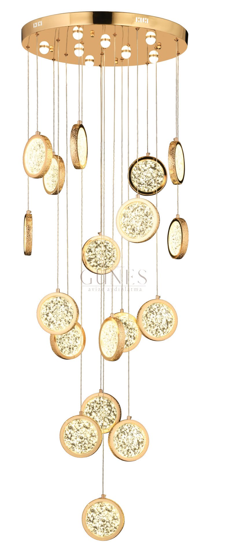 ÖZMER AD-090 GOLD 18Lİ SARKIT LED AVİZE