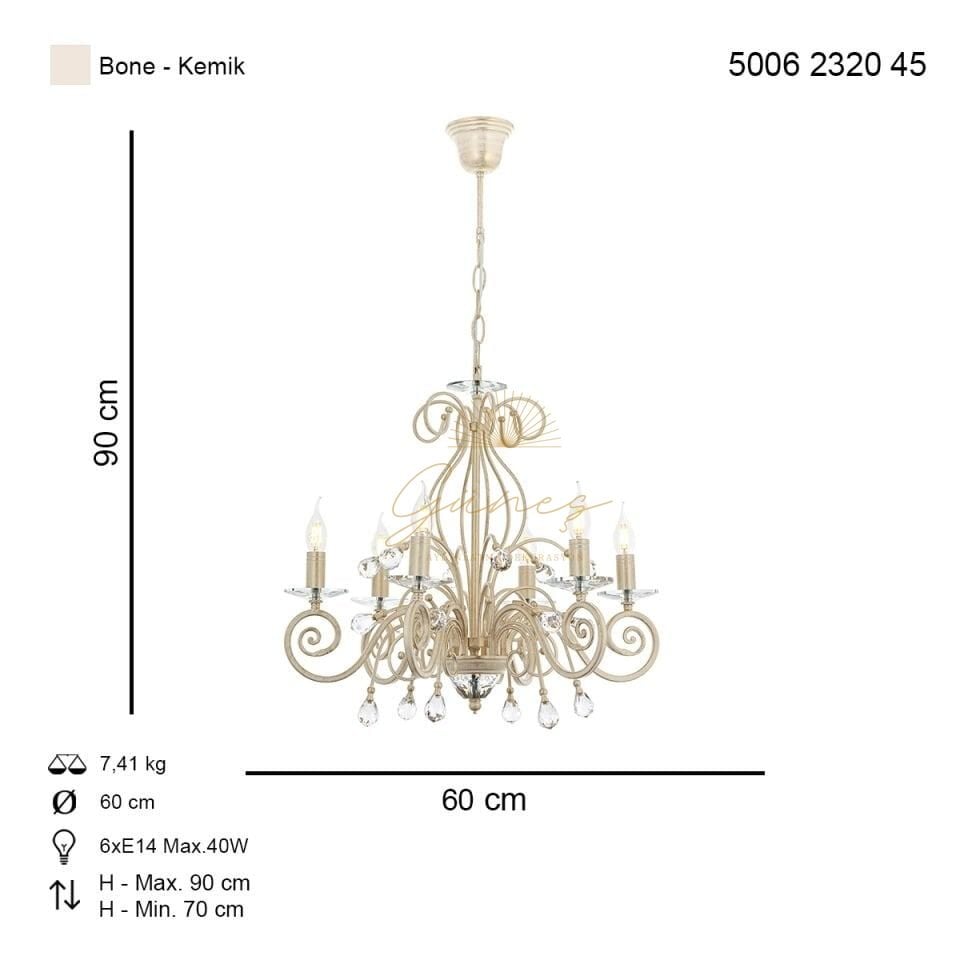 Santo 6 lı Avize Kemik