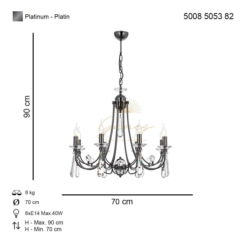 Prenses 8 li Avize Platin