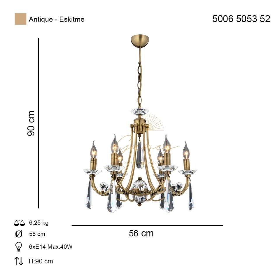 Prenses 6 lı Avize Eskitme