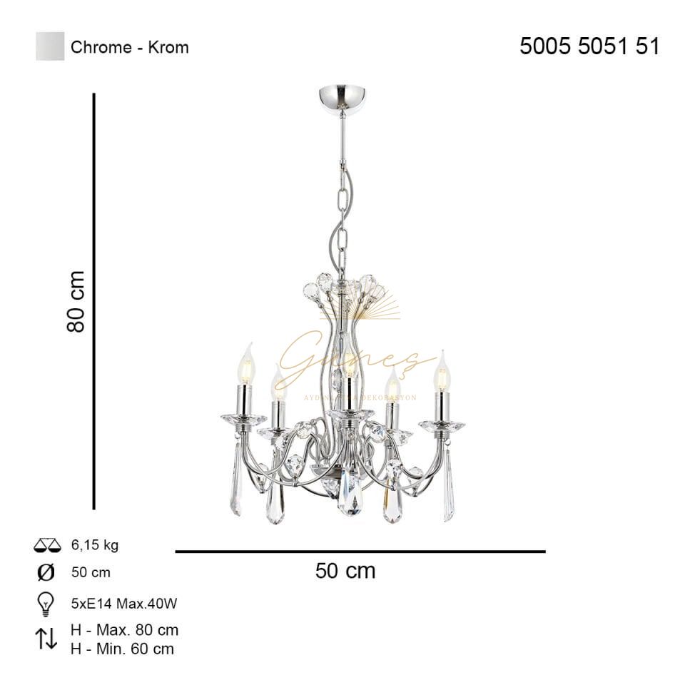 Leydi 5 li Avize Krom