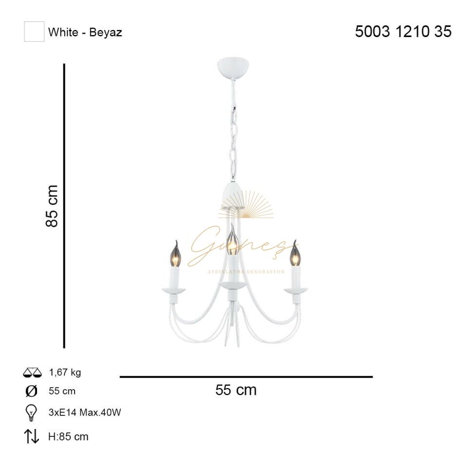 Darya 3 lü Avize Texture Beyaz