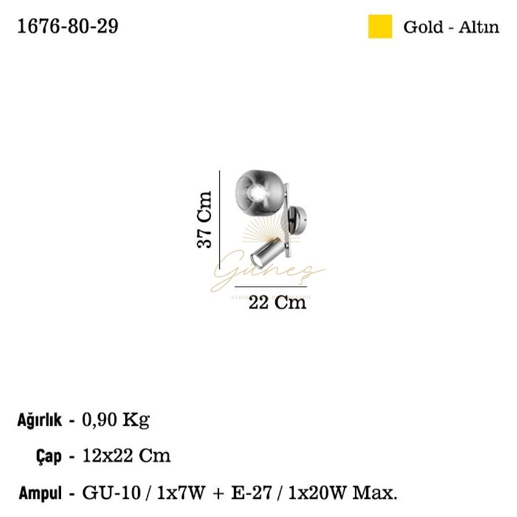 RAZNO 1+1 ALTIN APLIK 1XGU10-1XE27