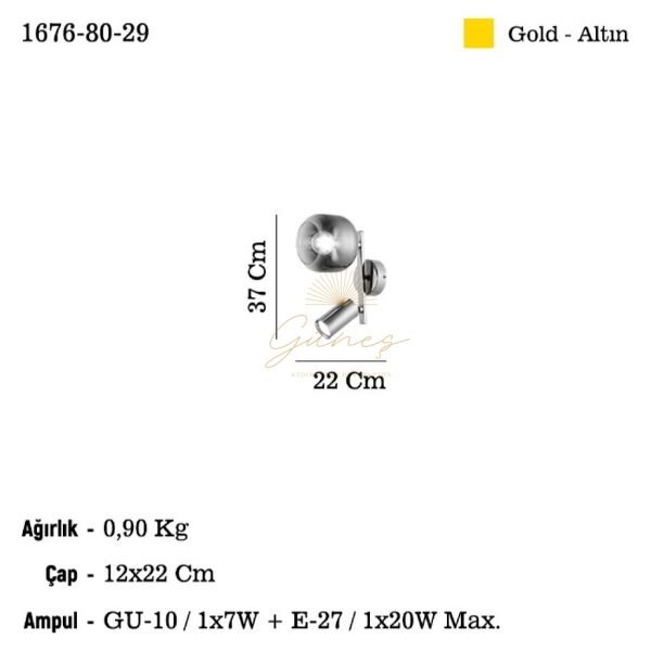 RAZNO 1+1 ALTIN APLIK 1XGU10-1XE27