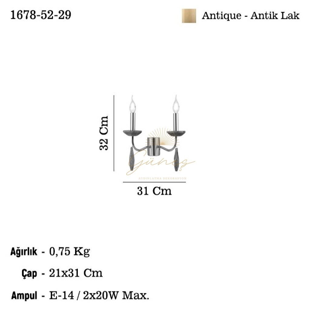 OMURA 2 Lİ ANTIK LAK APLIK 2XE14