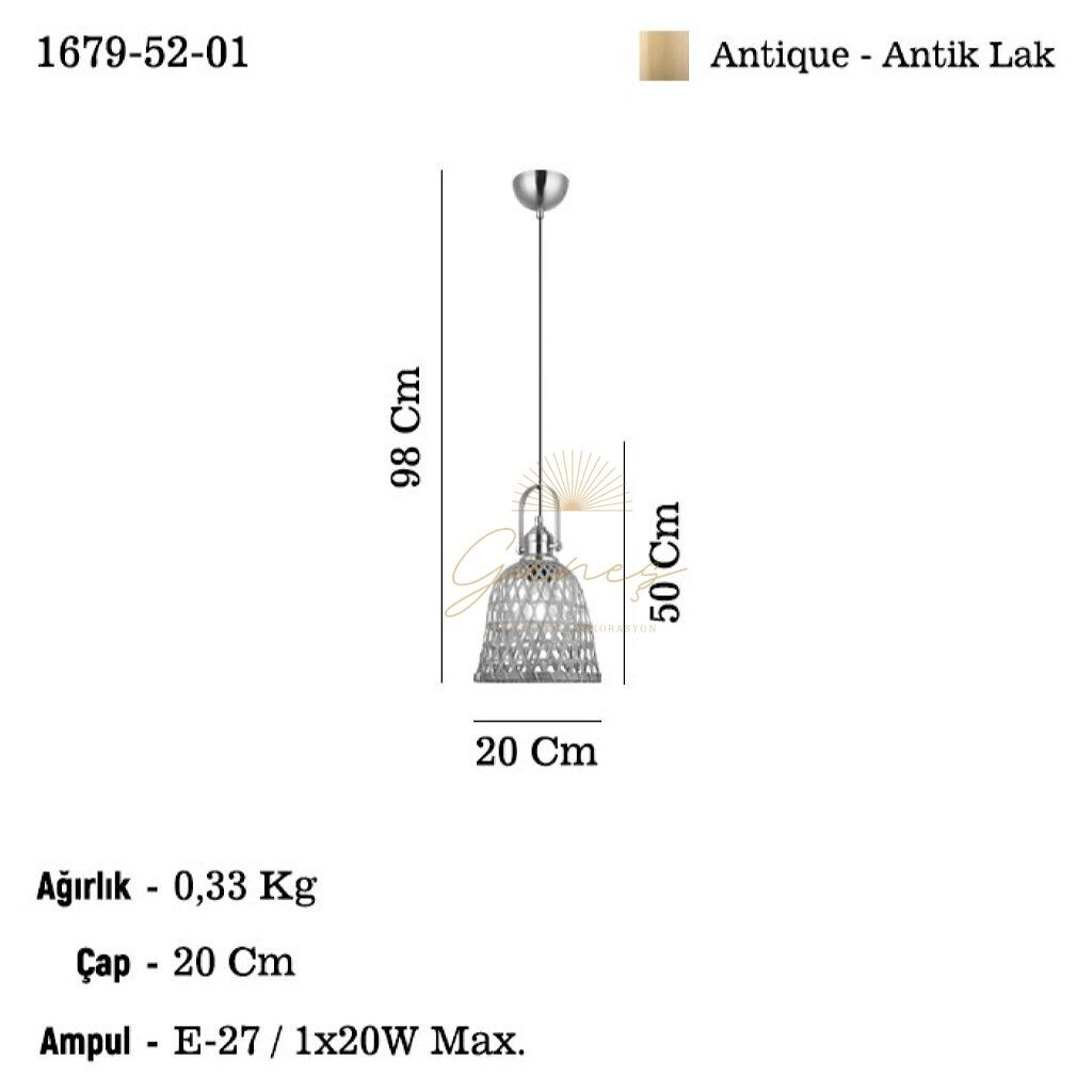 NATURA TEKLI ANTIK LAK SARKIT AVIZE 1XE27