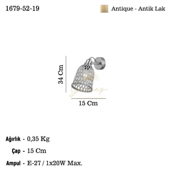 NATURA TEKLI ANTIK LAK APLİK 1XE27