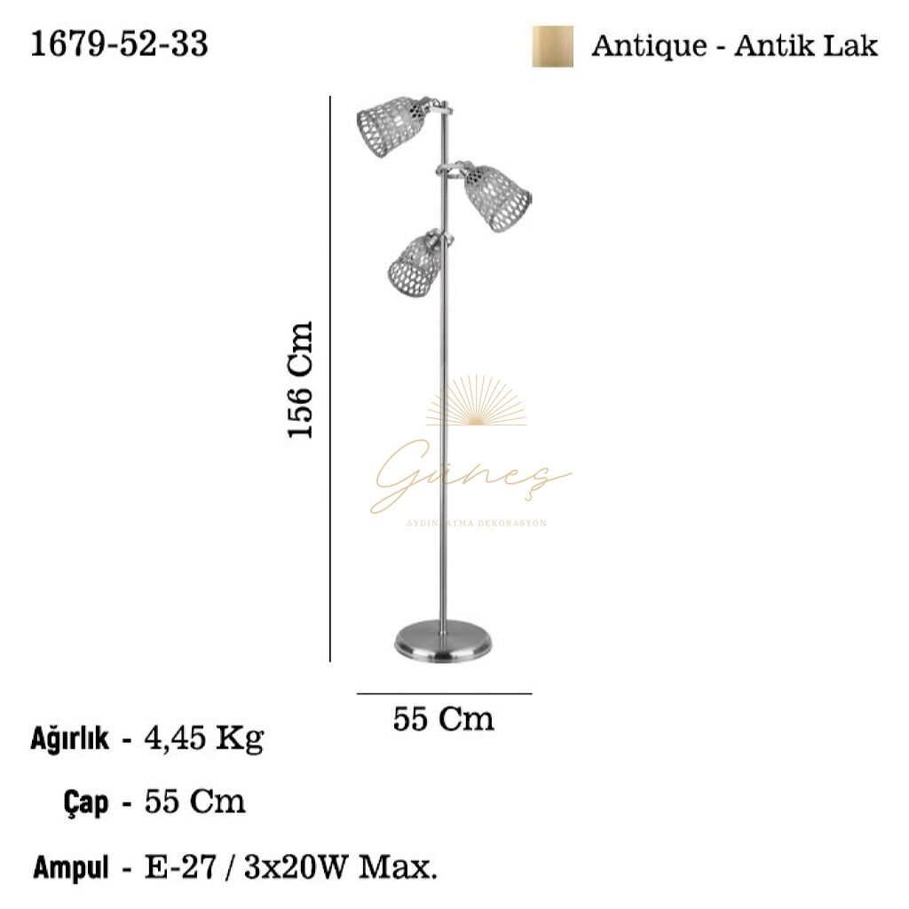 NATURA 3 LÜ LAMBADER ANTIK LAK 3xE27