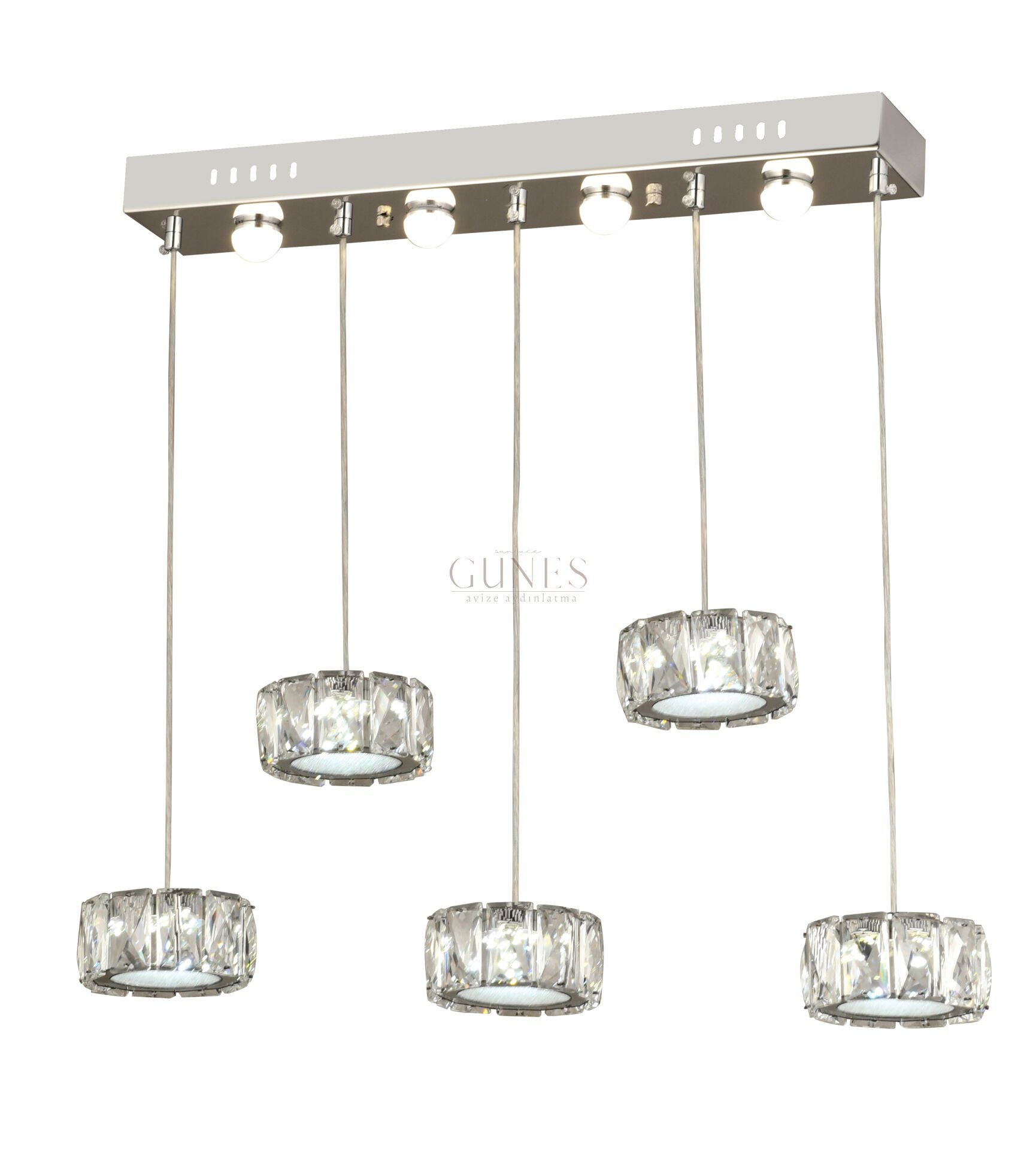 ÖZMER PV-109 KROM 5Lİ SIRALI LED AVİZE
