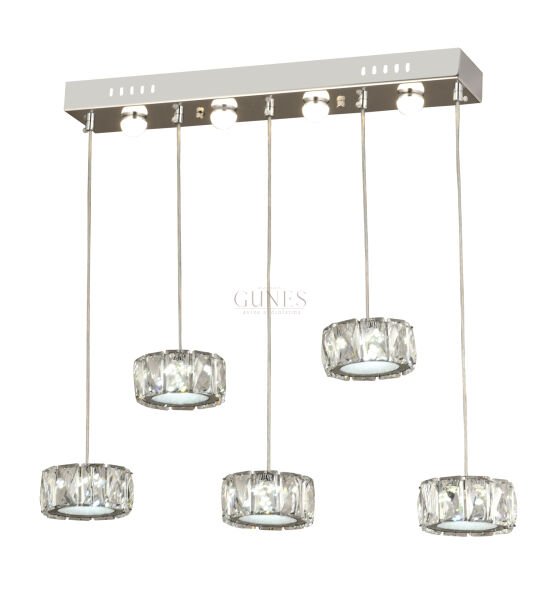 ÖZMER PV-109 KROM 5Lİ SIRALI LED AVİZE