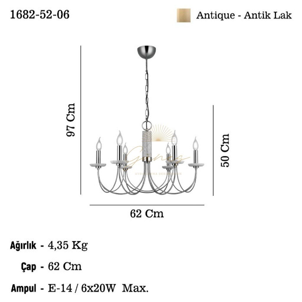 RAVO 6 LI ANTİK AVIZE 6XE14