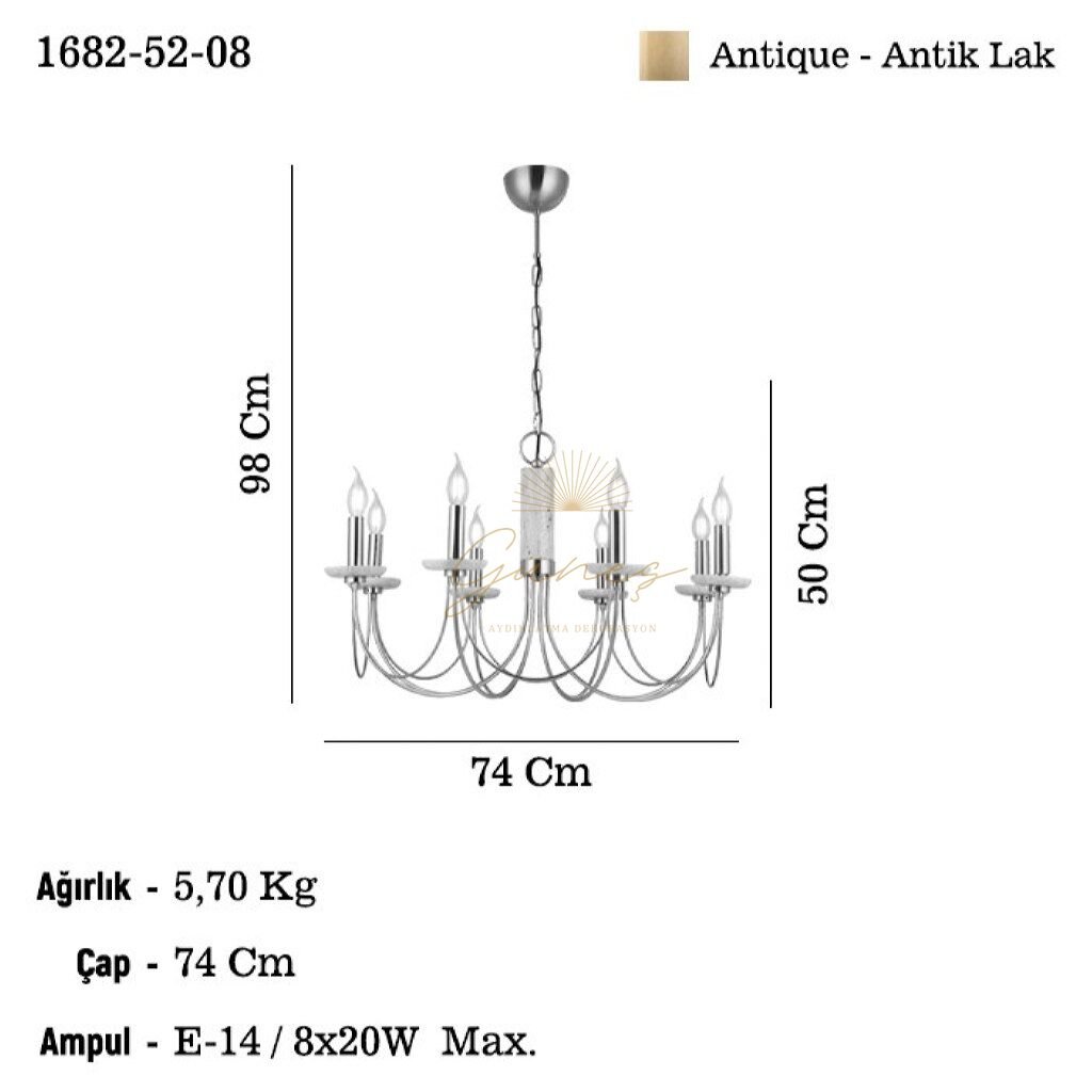 RAVO 8 LI ANTİK AVİZE 8XE14