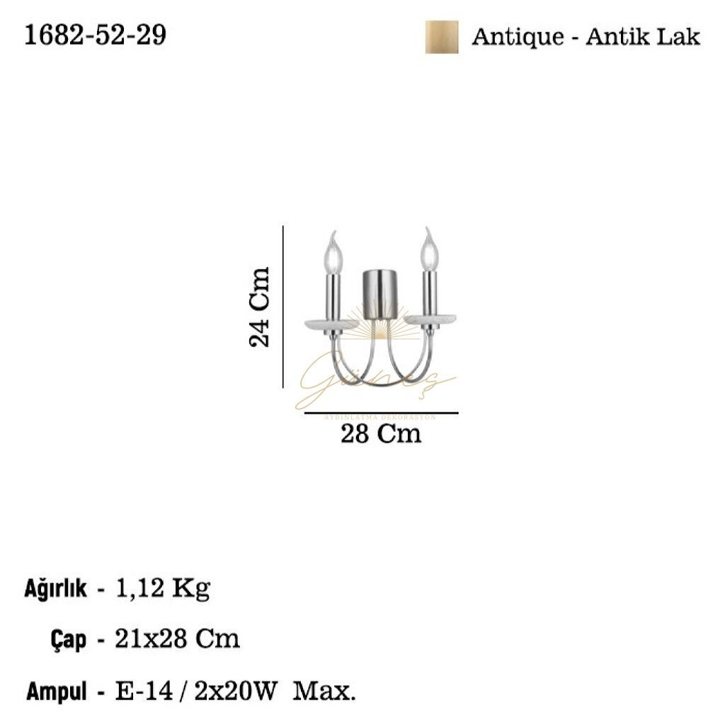 RAVO 2 LI ANTİK APLIK 2XE14