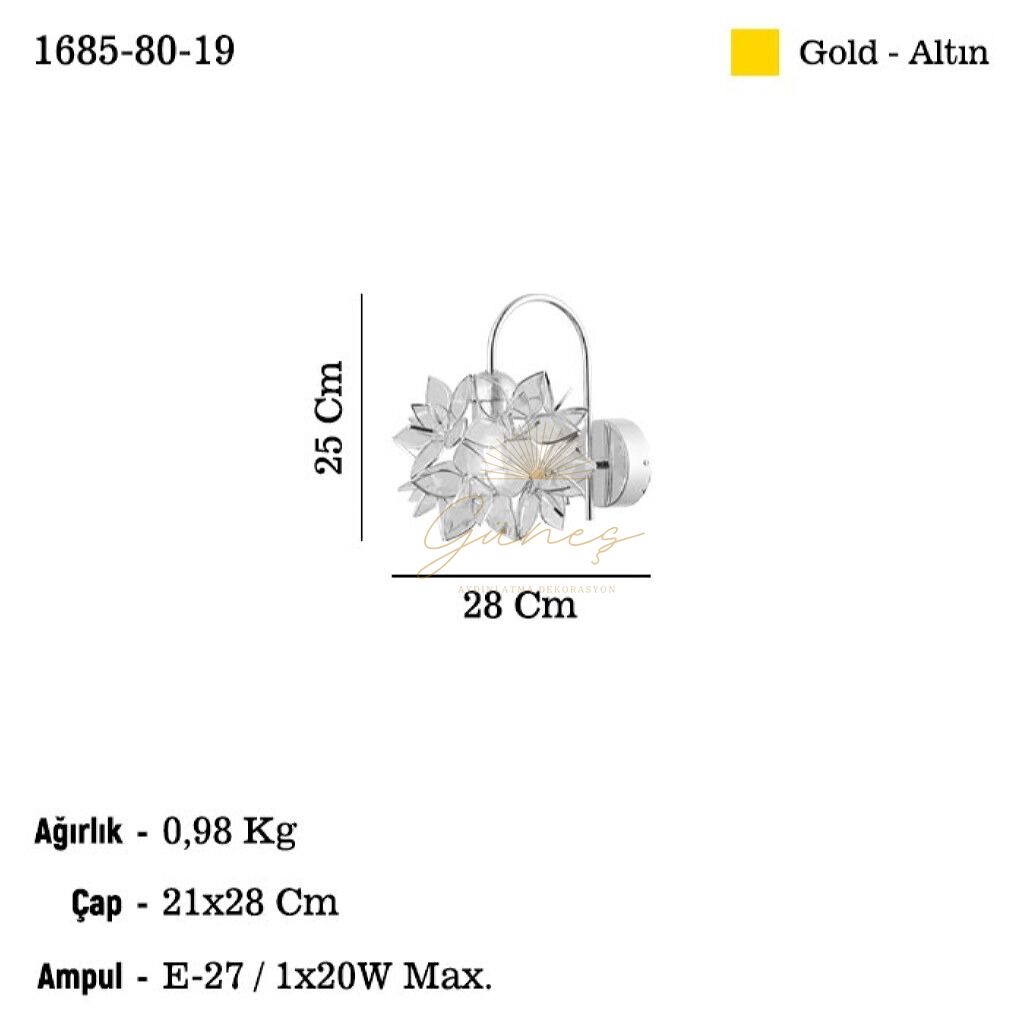 ROZERA TEKLİ ALTIN APLİK 1XE27
