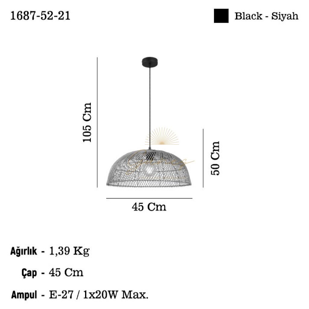 ZERFA Q450 TEKLİ SİYAH AVİZE 1XE27