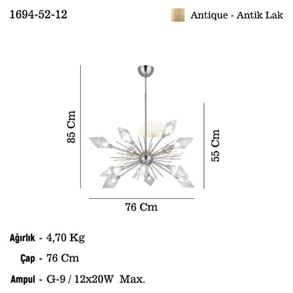 RUMBA 6+6 ANTİK LAK AVİZE 12XG9