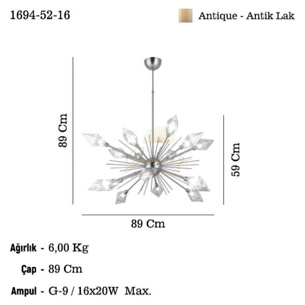 RUMBA 8+8 ANTİK LAK AVİZE 16XG9