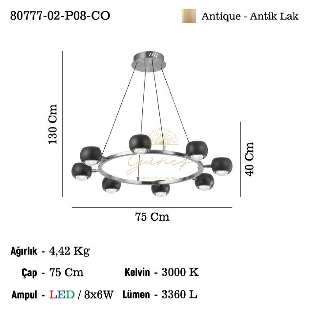 CANNA 8 LI LEDLI AVIZE 3000K 8X6W 48W