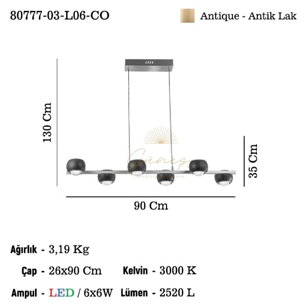 CANNA 6 LI LEDLI MASA USTU AVIZE 3000K 6X6W 36W