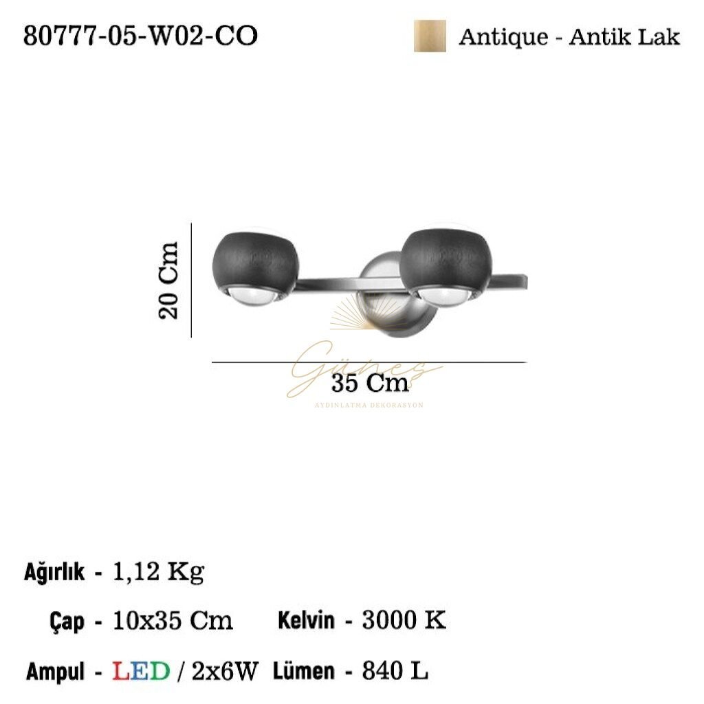 CANNA 2 LI LEDLI APLIK 3000K 2X6W 12W