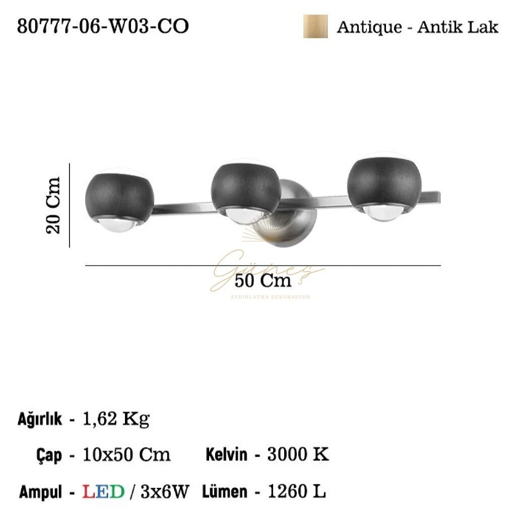 CANNA 3 LU LEDLI APLIK 3000K 3X6W 18W