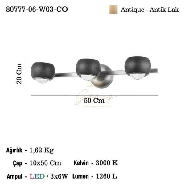 CANNA 3 LU LEDLI APLIK 3000K 3X6W 18W