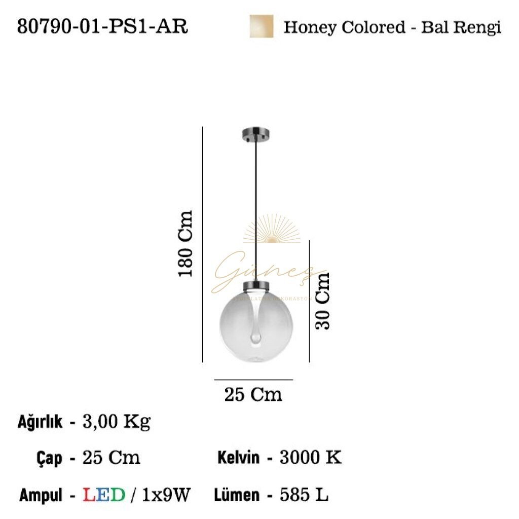 PULSAR SM CAMLI K.BOY LEDLI SARKIT 3000K 1X9W