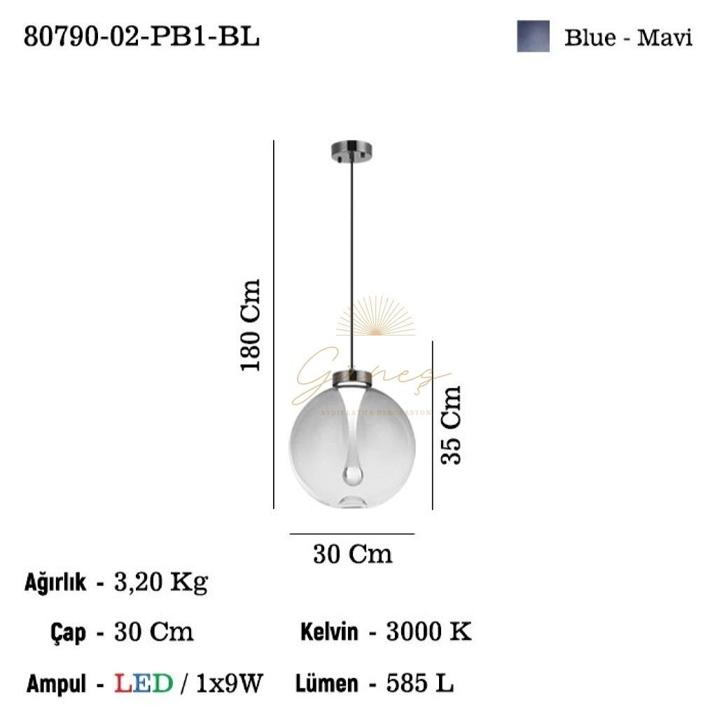 PULSAR BL CAMLI B.BOY LEDLI SARKIT 3000K 1X9W