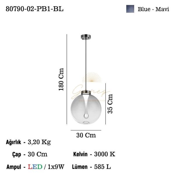 PULSAR BL CAMLI B.BOY LEDLI SARKIT 3000K 1X9W