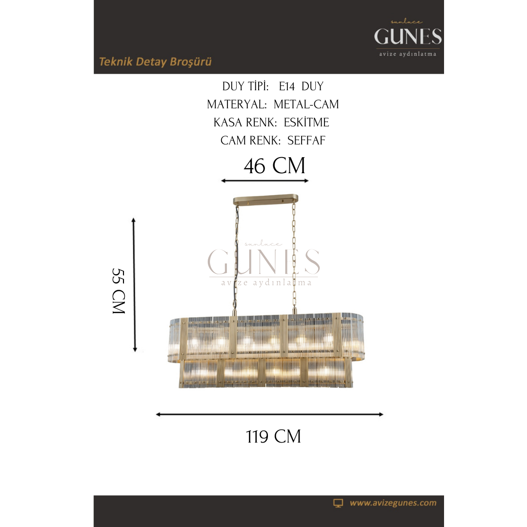 AYTAÇ LUCEA ESTEPONA Q30X120 ANTIK LAK Y.M AVİZE 20XE14