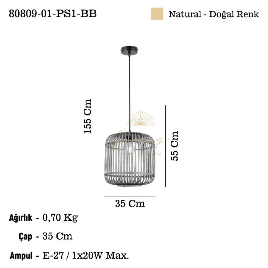 PALMES 01 Q50 CM BAMBOO TEKLI 1XE27