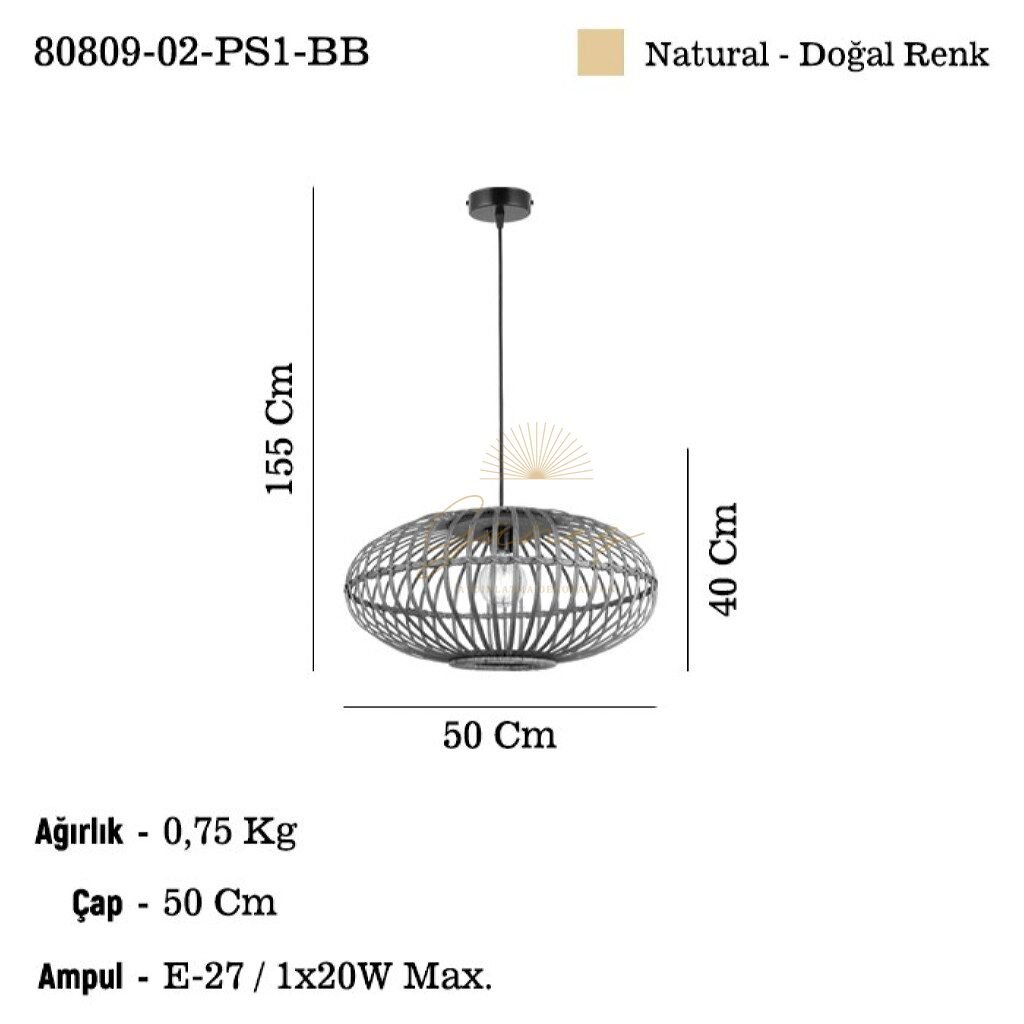 PALMES 02 Q50 CM BAMBOO TEKLI 1XE27