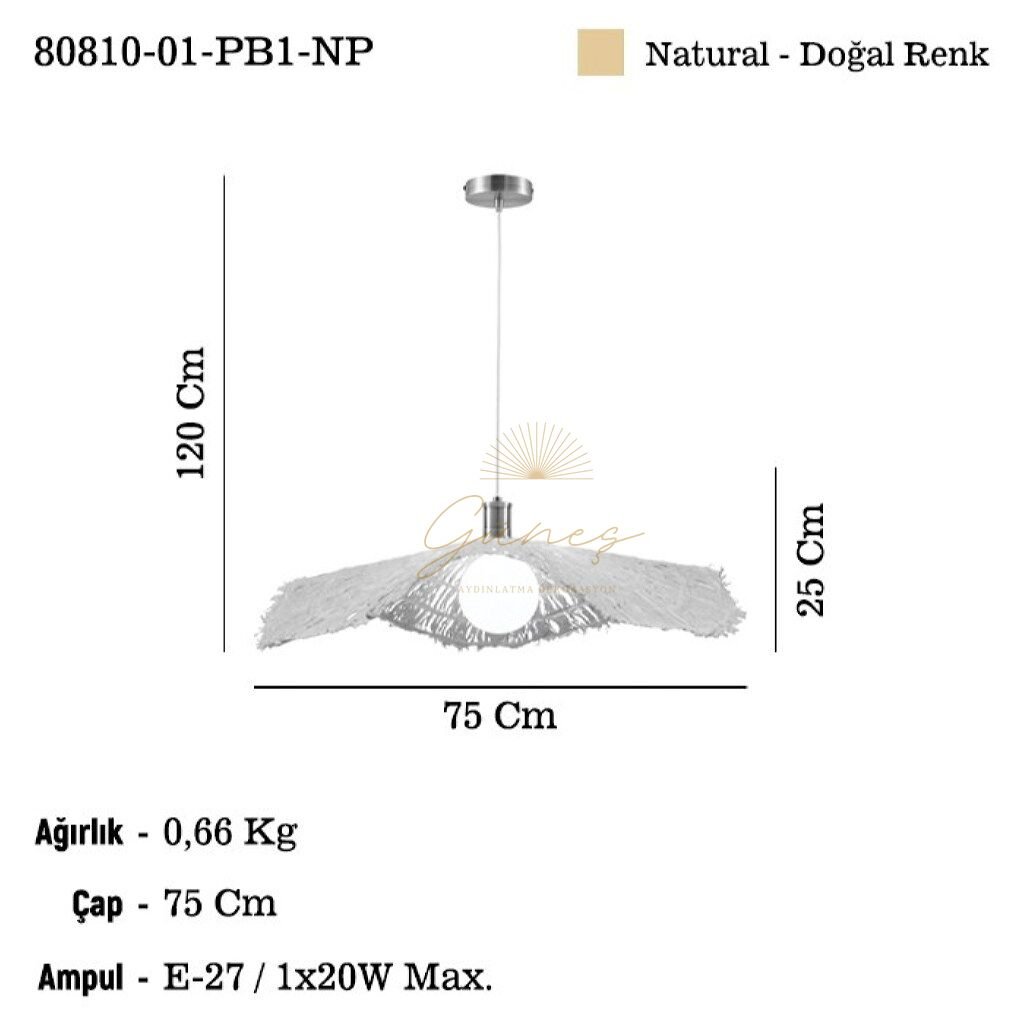 RABINO 01 B.BOY TEKLİ SARKIT 1XE27