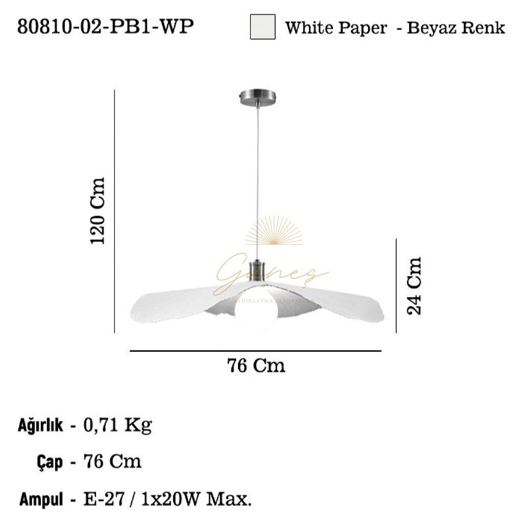 RABINO 02 B.BOY TEKLİ SARKIT 1XE27