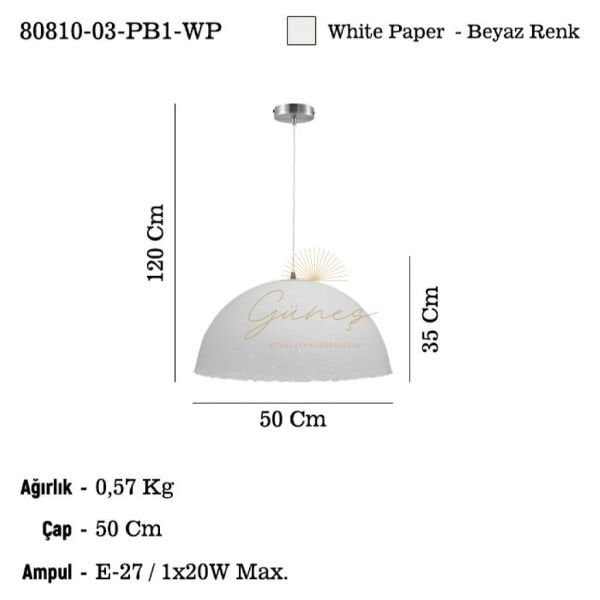 RABINO 03 B.BOY TEKLİ SARKIT 1XE27