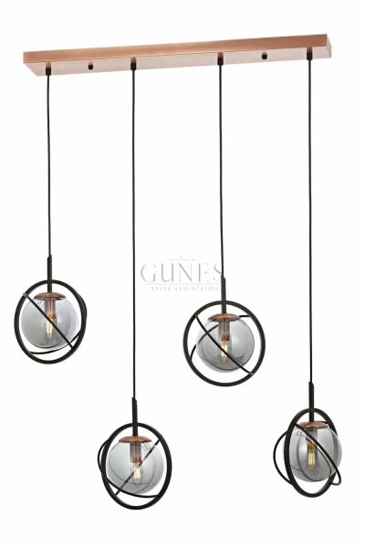Siyah Boyalı Modern Avize AVONNI AV-1850-4Y-BSY