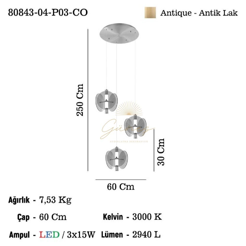 DUCADO 3 LU LEDLI SARKIT 3000K 42W