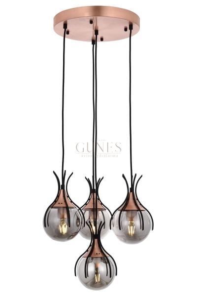 Siyah Boyalı Modern Avize AVONNİ-AV-1766-4T-BSY
