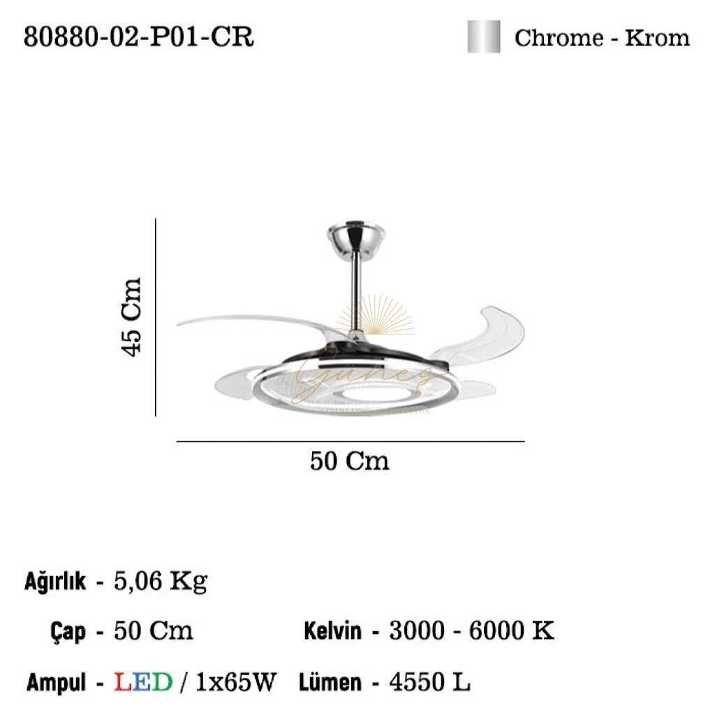 PANADA 02 LEDLI FAN AVIZE 3000-6000K 65W