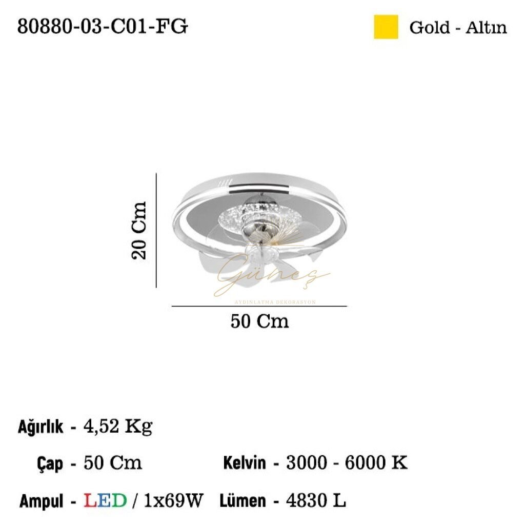 PANADA 03 LEDLI FAN PLAFONYER 3000-6000K 69W