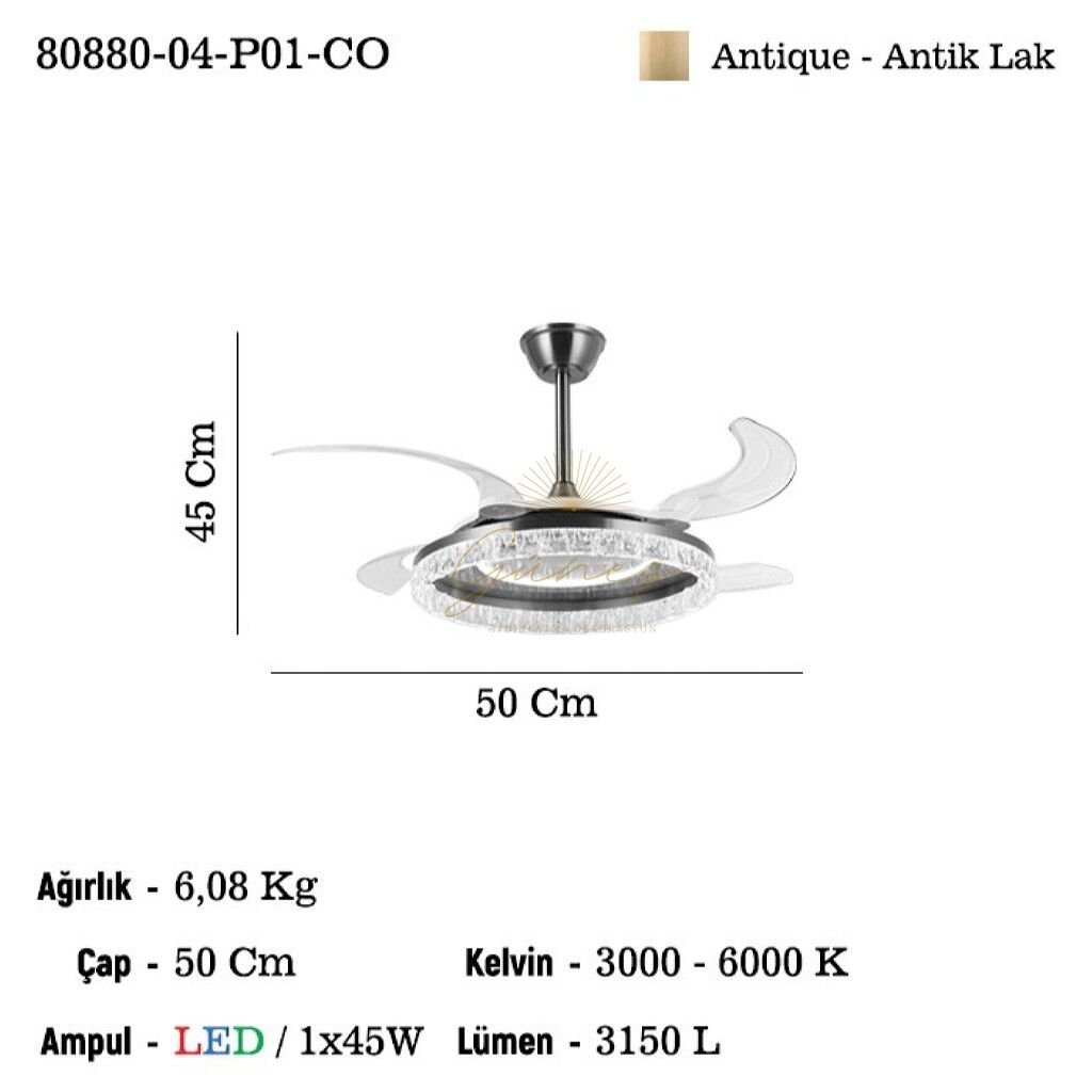PANADA 04 LEDLI FAN AVIZE 3000-6000K 45W