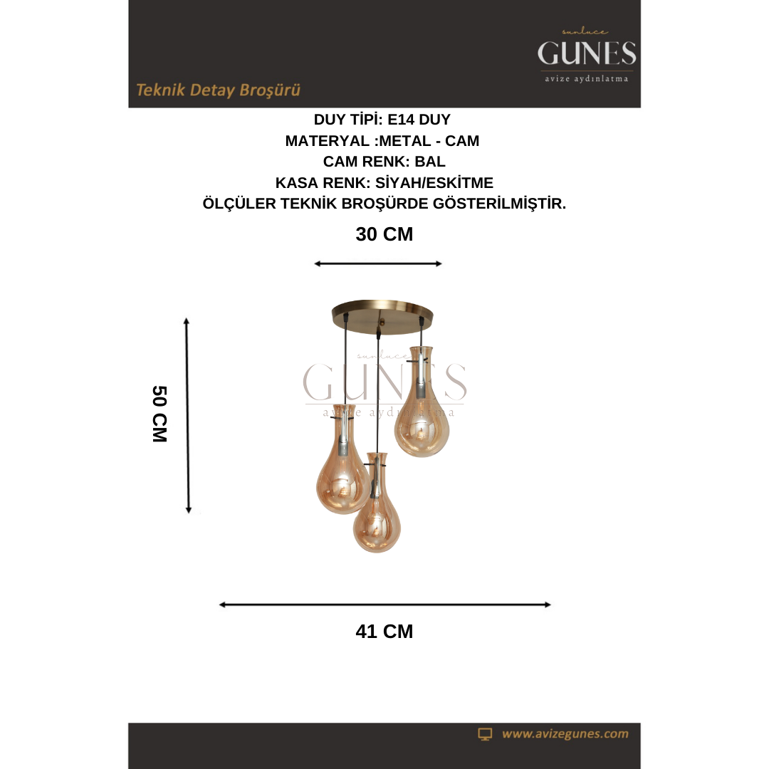 CX 150X300 MODERN 3 LÜ SARKIT LED AVİZE